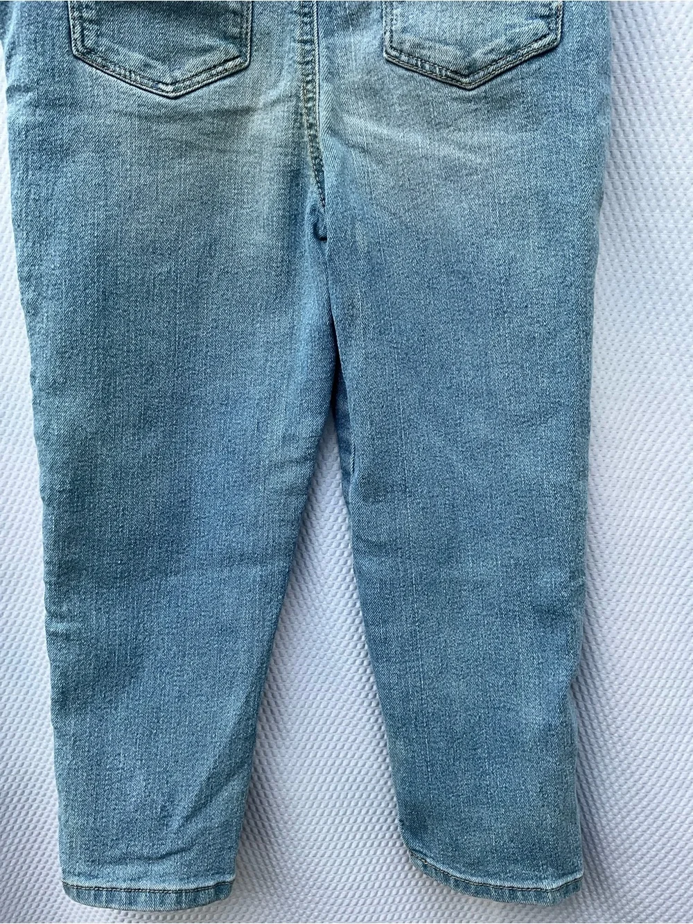 OshKosh B'gosh 5T Girls Denim Overalls Embroidered Strawberry Floral Stretch